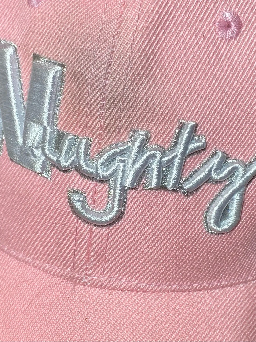 Pink 'Naughty' Embroidered Baseball Cap